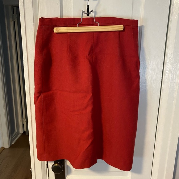Parkhurst Tomato Red Pleated Wool Skirt - Picture 2 of 3